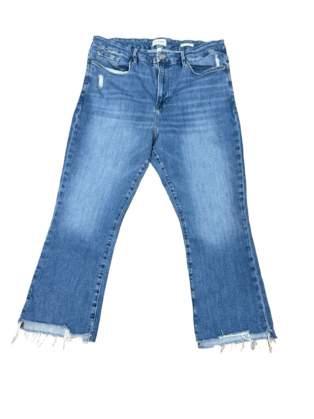 👖 FRAME Le Crop Mini Boot Raw Step‎ Hem Jeans Size 34 Dark Wash - Picture 5 of 15